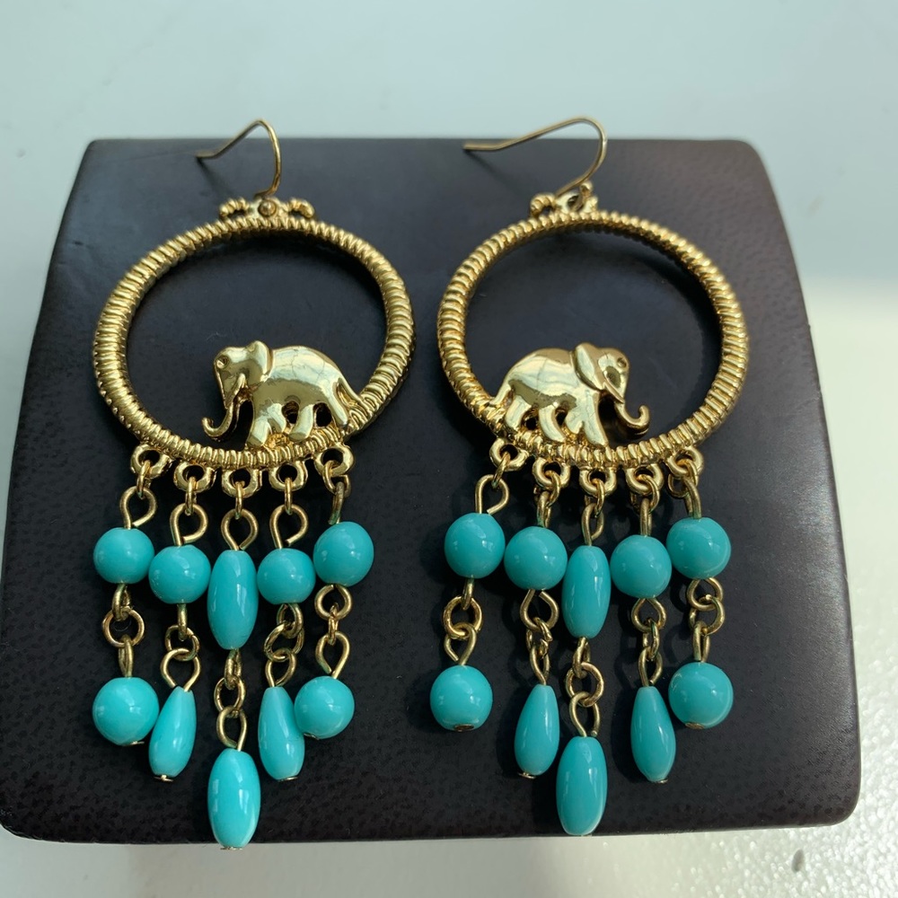 Lily Pulitzer elephant and bead earrings